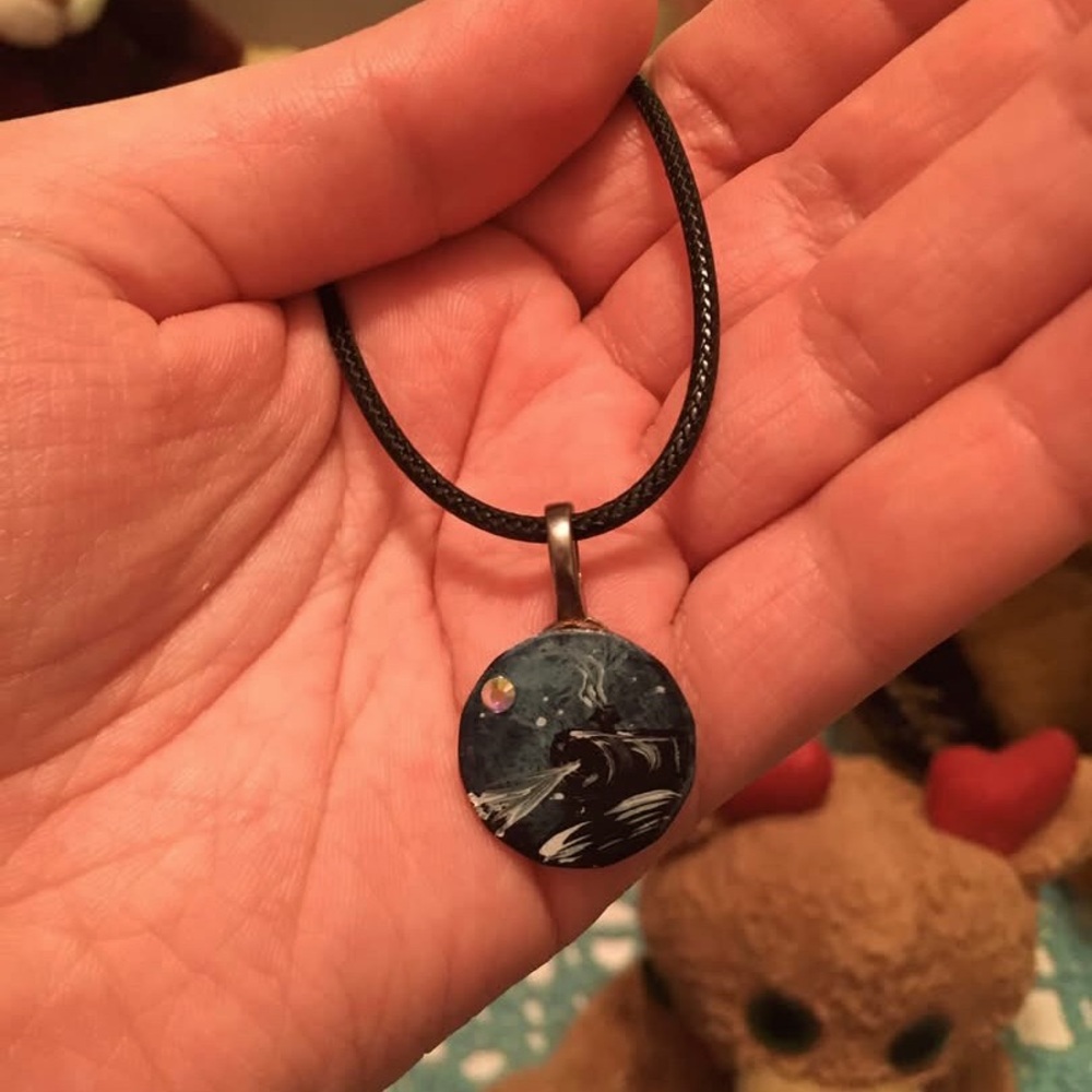 Train hand painted necklace